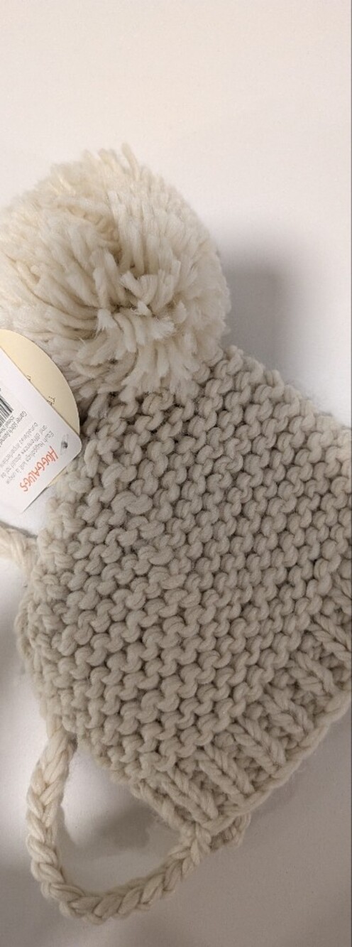 Kids Cream Knit Pom Pom Hat Huggalugs